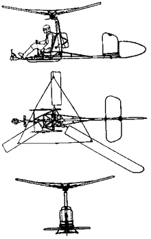 Plan 3 vues du Focke-Achgelis Fa-330 Bachstelze
