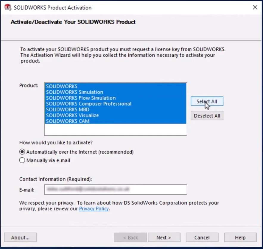 Activate SOLIDWORKS Licenses