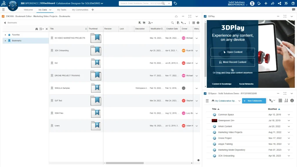 Bookmarks on the 3DEXPERIENCE platform