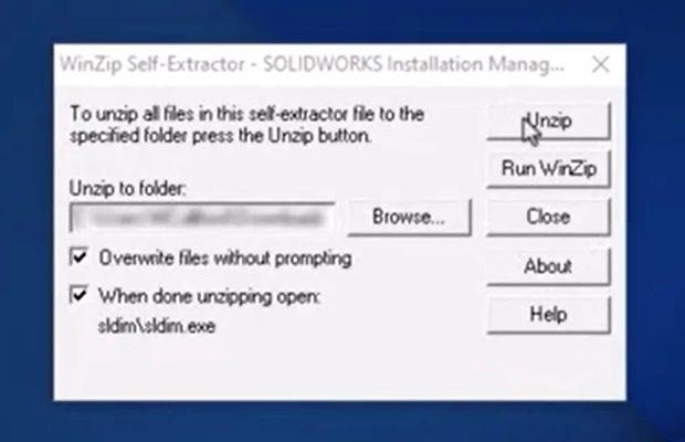 SOLIDWORKS Installation Manager - Unzip Files